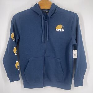NWT RVCA Hoodie Mens XL Blue The Balance of Opposites‎ Rays Cotton